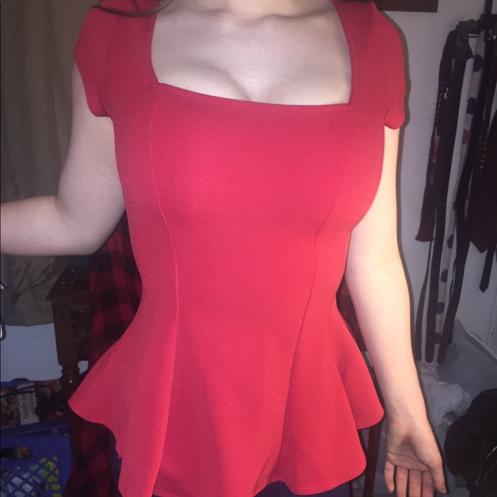 windsor pink peplum square neck top
